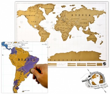 Wielka mapa zdrapka Scratch Map z zaznaczonymi państwami